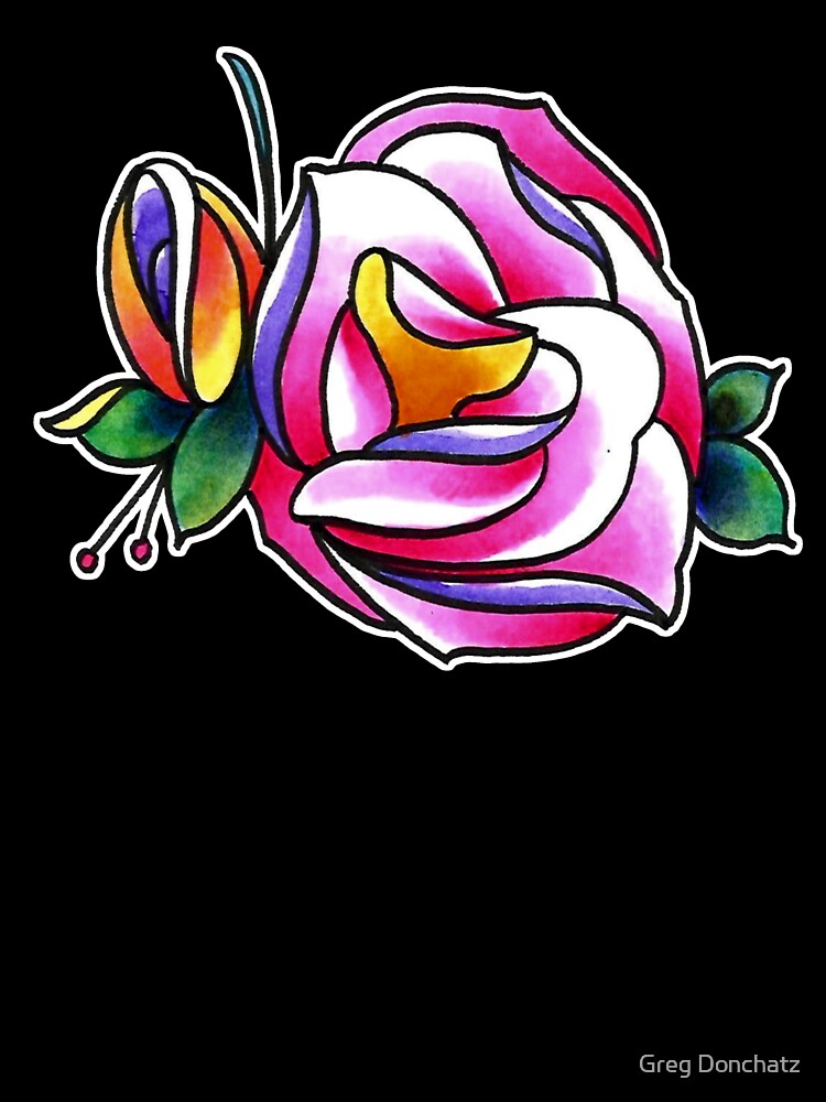 Watercolor Tattoo Inspired Carnation and Rose by Greg Donchatz
