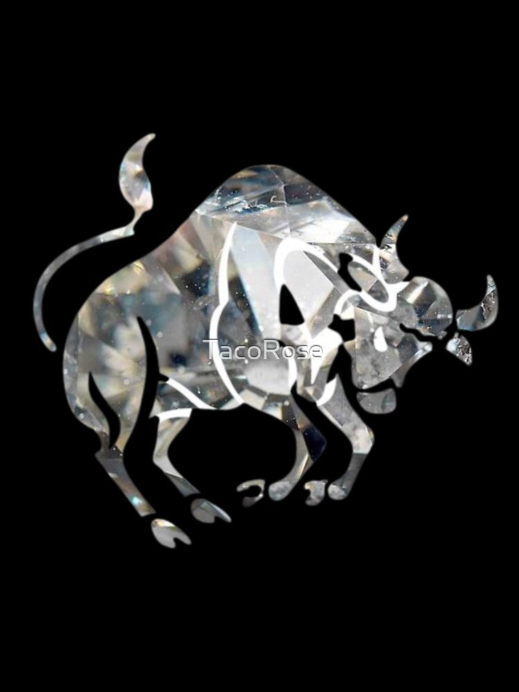 Taurus Zodiac Symbol Silhouette Design With April Birthstone Diamond Background by TacoRose