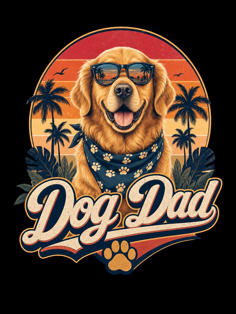 Dog Dad Est. 2026 Vintage Retro Golden Retriever Badge by Ashley critters