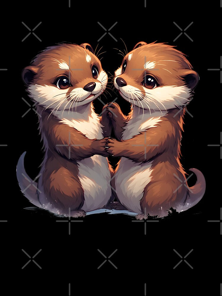 Significant Otters Cute Romantic Hand Holding by owi-art