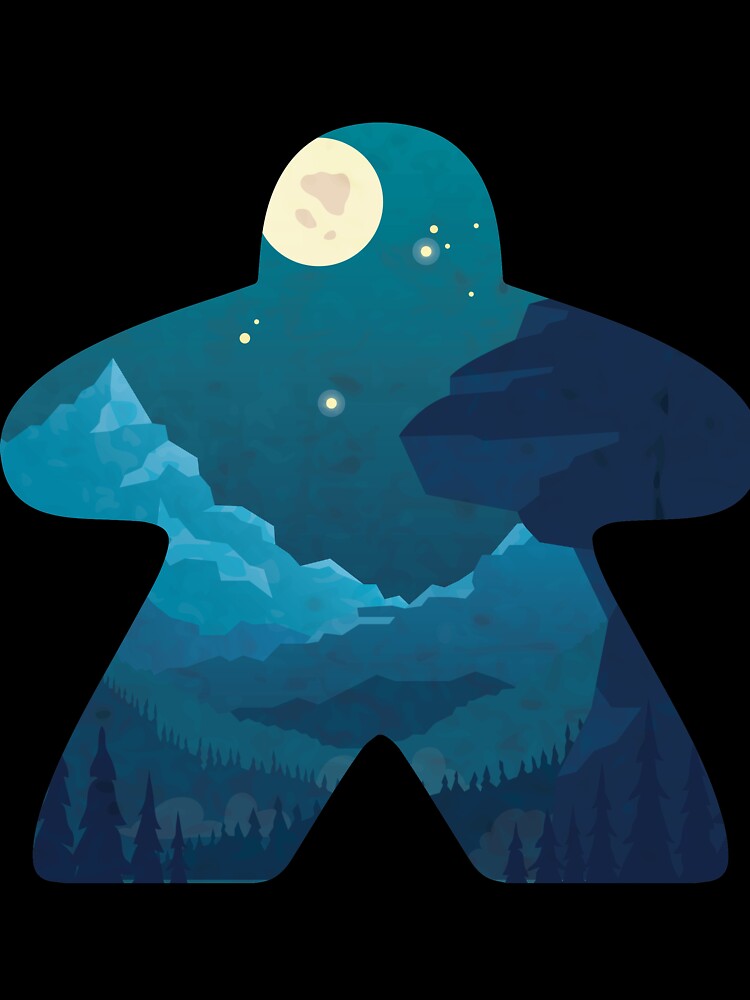 Moon and Mountain Scape Meeple Board Game Adventure Scene by BeamGeeks
