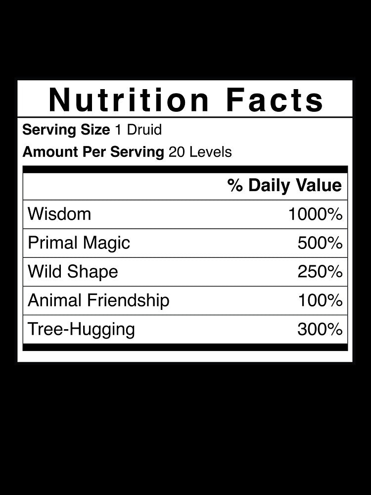 D&D Druid Nutrition Facts by erincrnkdesign