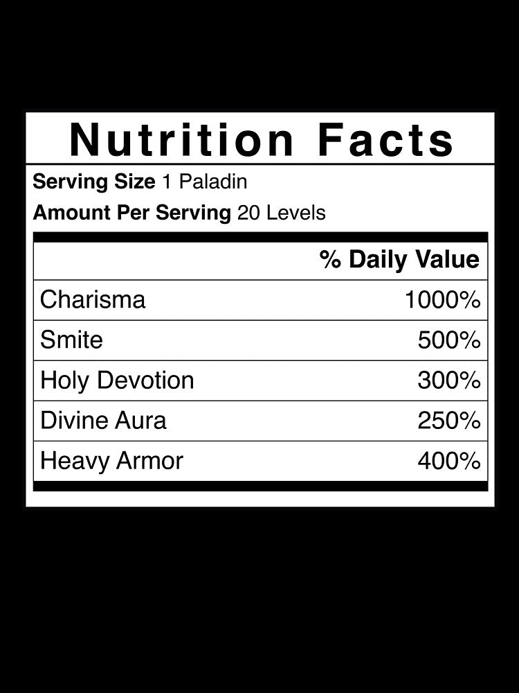 D&D Paladin Nutrition Facts by erincrnkdesign