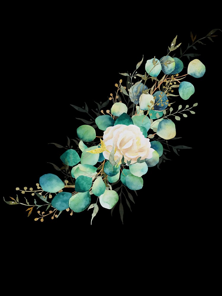 Arrangement of eucalyptus and eustoma branches watercolor leaves by Createssy