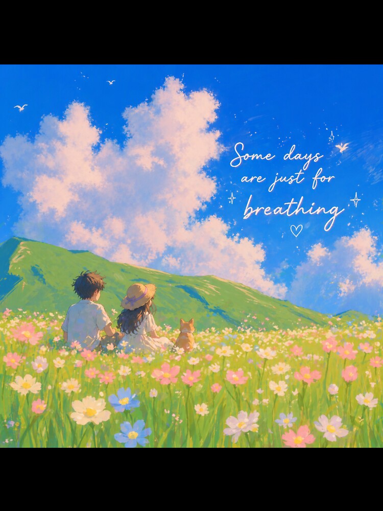 Some Days Are Just For Breathing Aesthetic Art | Cute Couple Meadow Scene | Soft Anime Landscape by NA-art725