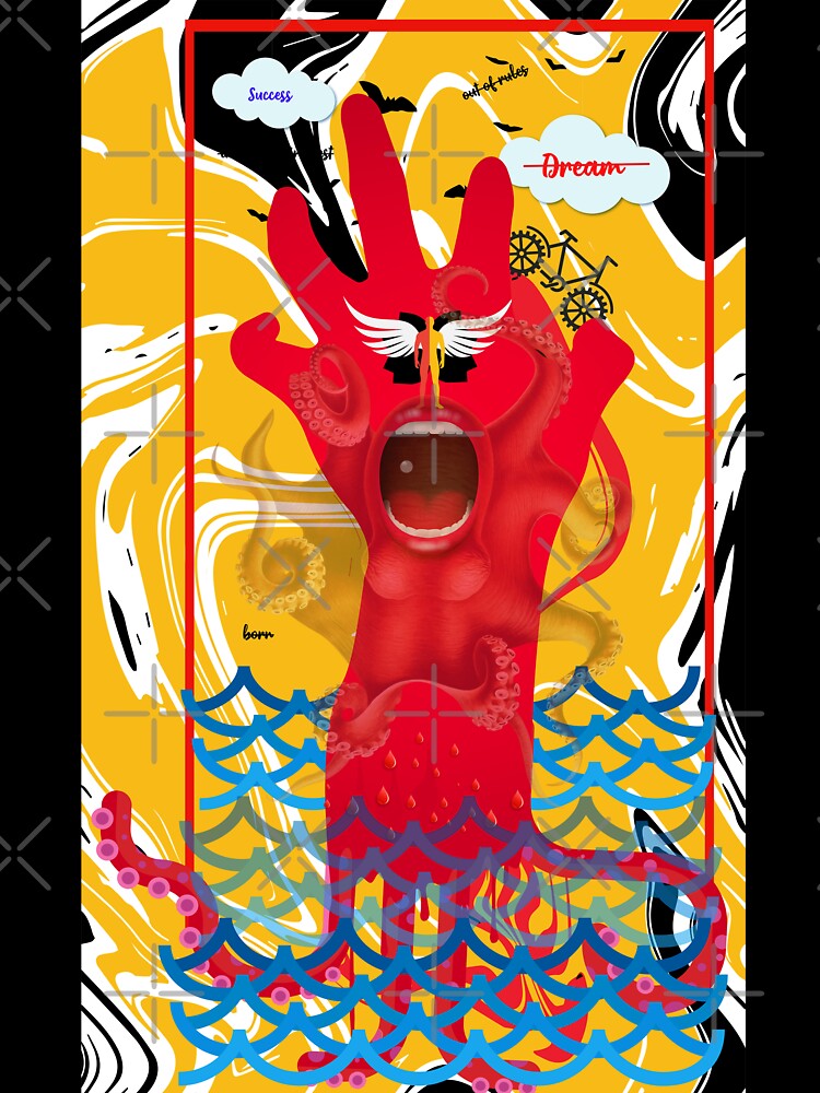 the struggling hand and shouting mouth abstract art by KARTICK DUTTA