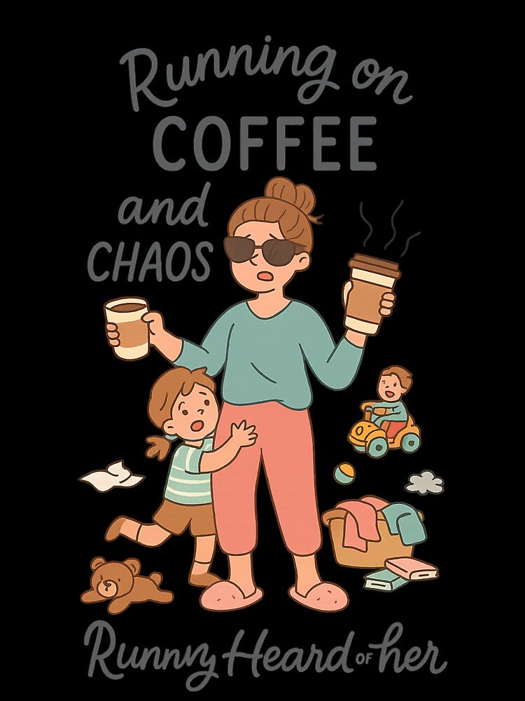 Running on Coffee and Chaos Funny Mom Life by Rushurban