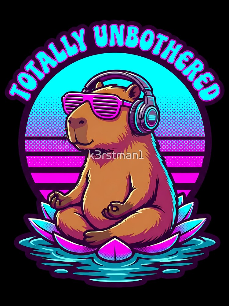 Capybara Unbothered Retro Lotus Meditation by k3rstman1