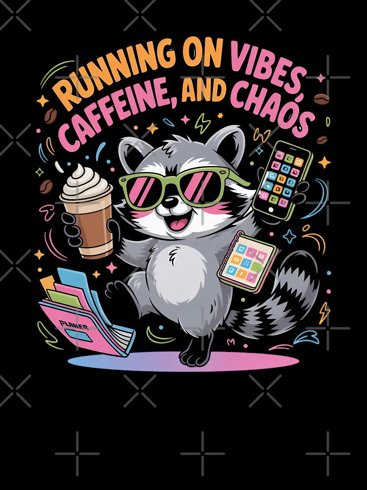 Running on Vibes, Caffeine, and Chaos Chibi Raccoon Coffee by MagicWander