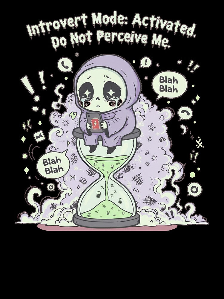 Kawaii Reaper Social Battery 1% Introvert Art by ViviByPaula