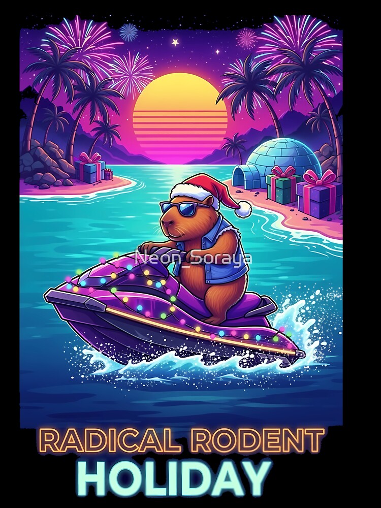 Radical Rodent Holiday – Neon Retro Arcade Art by Neon_Soraya
