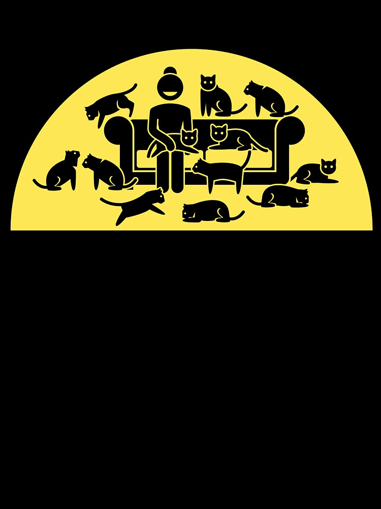 Clever Cat Lady – Yellow Bg with Blk Print by DPingBirdie