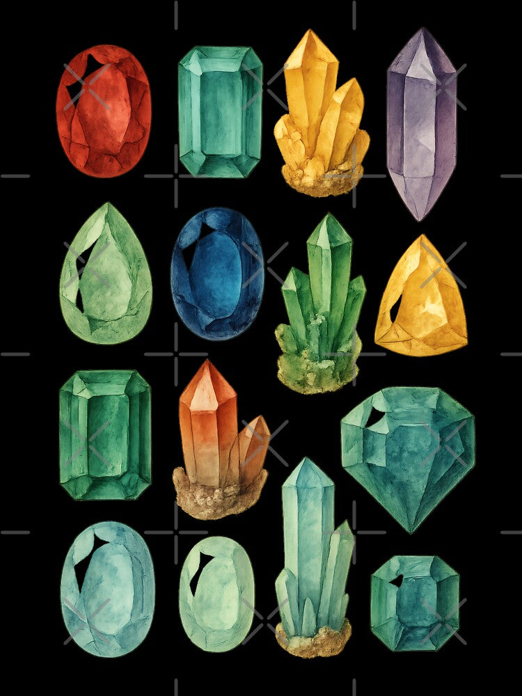 Crystal Stone Set Sticker | Mystical Gemstone Design | Spiritual Healing Illustration | Magical Decorative Graphic by PaintedPixels01