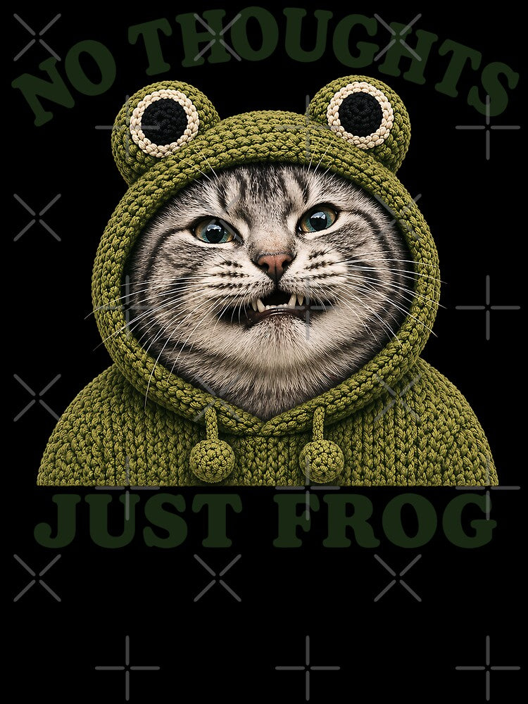 No Thoughts Just Frog Funny Frog Cat Meme by Eh Plus Designs