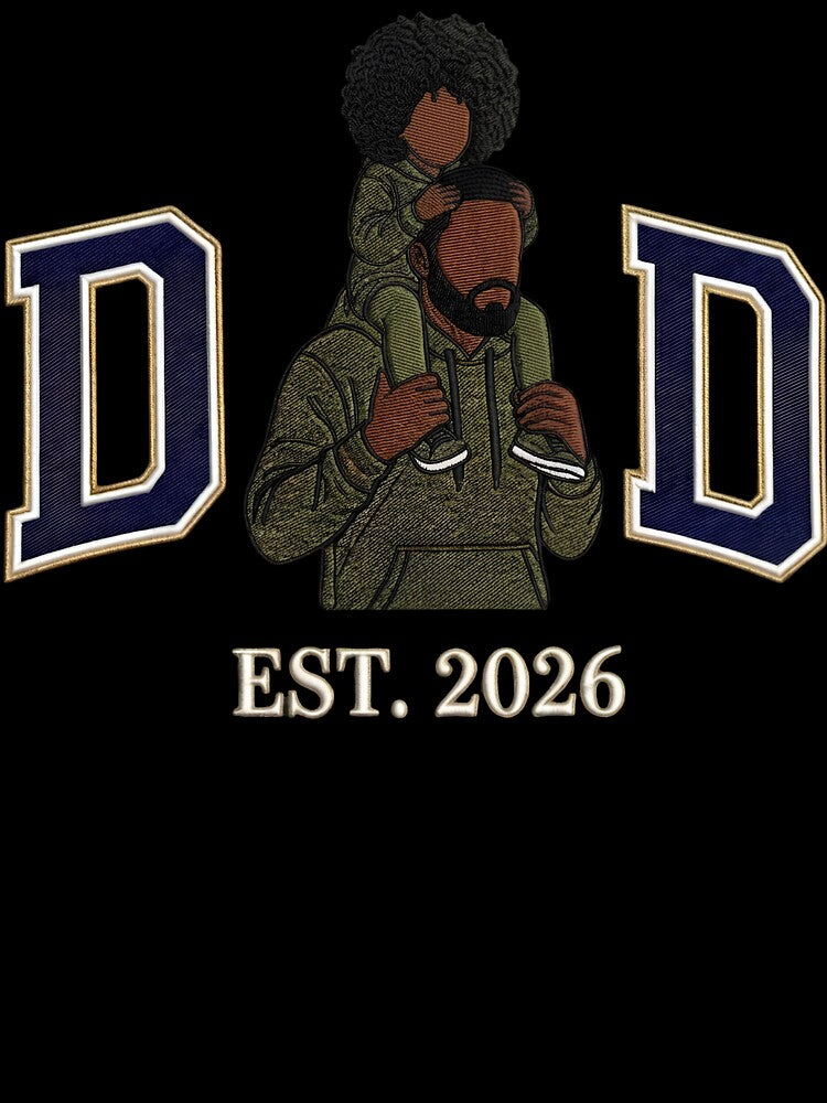 Black Dad Est 2026 Fathers Day Gift,Urban Dad Established 2026 Embroidery Style by Tshirt-Deer