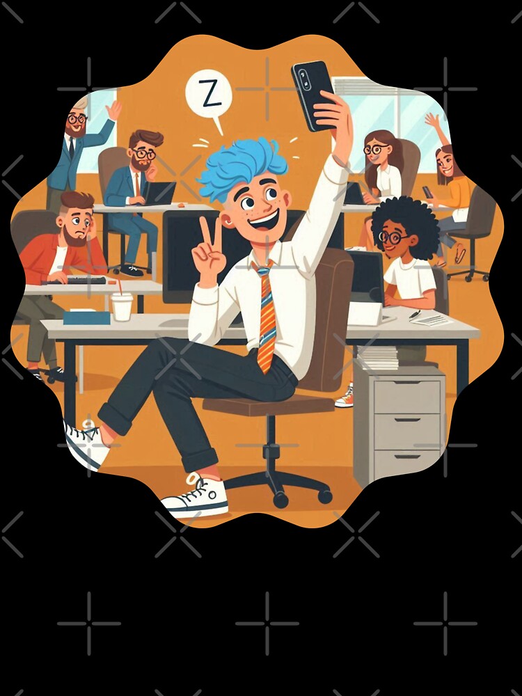 Gen Z Quiet Quitting Lazy Office Employee Taking a Selfie Generational Work Humor by DibuHumor