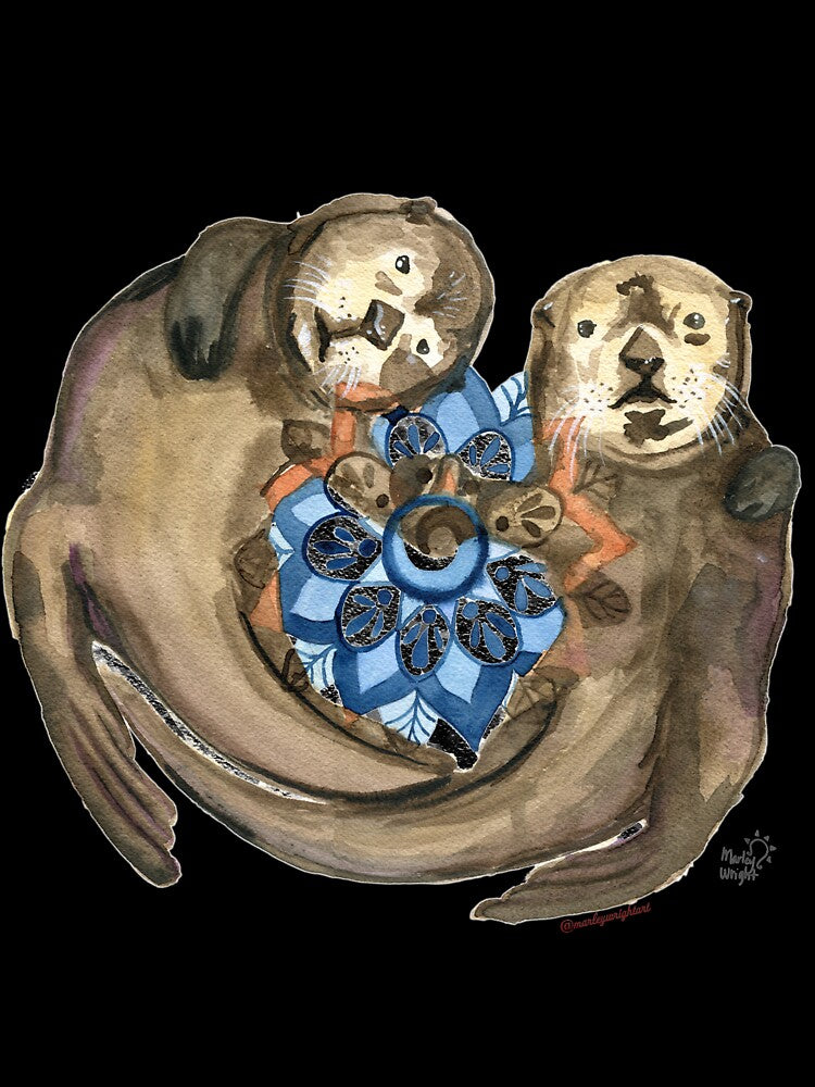 Two Otters by marleywrightart