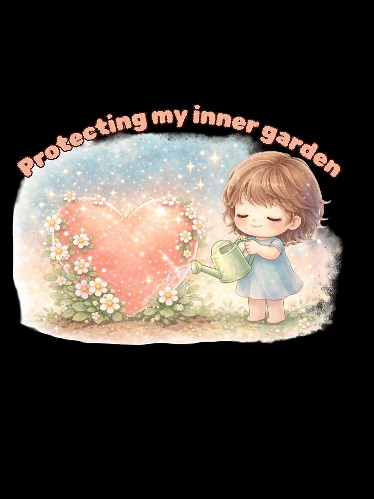 Inner Child Healing Art – Protecting My Inner Garden Kawaii Self Love Illustration by PromptCoreNexus