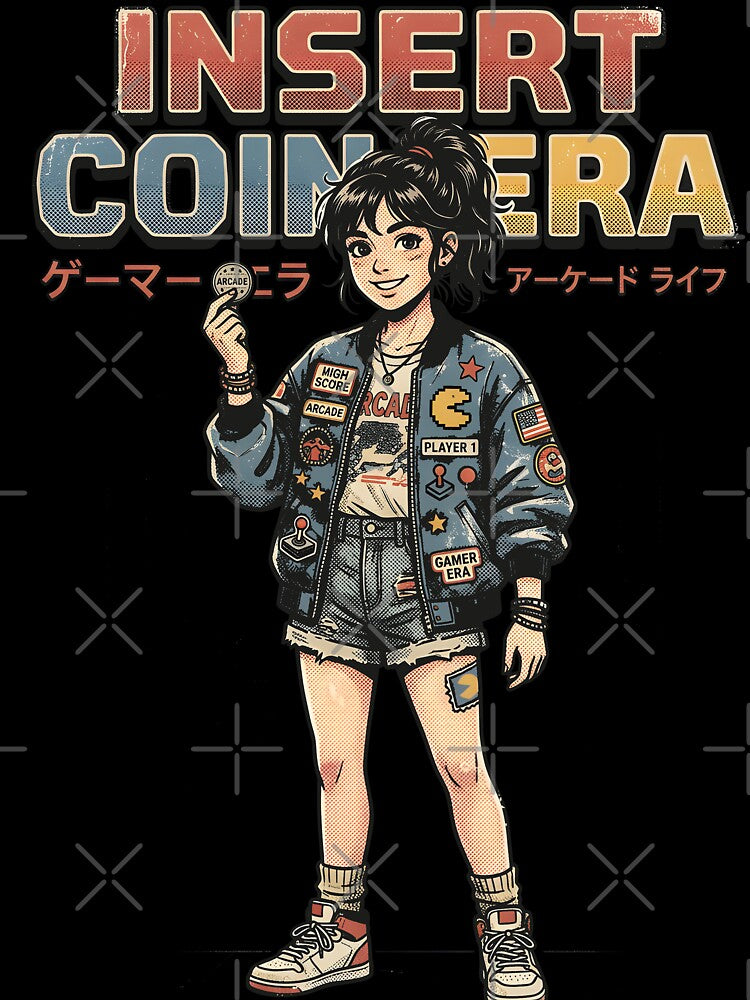 Insert Coin Era – Retro Vintage Arcade Gamer Girl Streetwear by Dhenin Studio