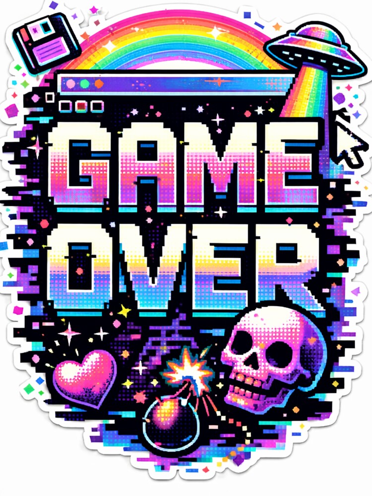 Retro Pixel Game Over Gaming Aesthetic Design by Wolf Creator