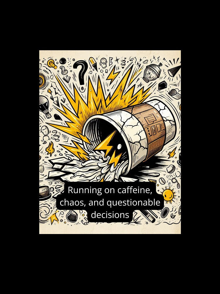Running on Caffeine Chaos and Questionable Decisions – Funny Coffee Quote by PluralAF