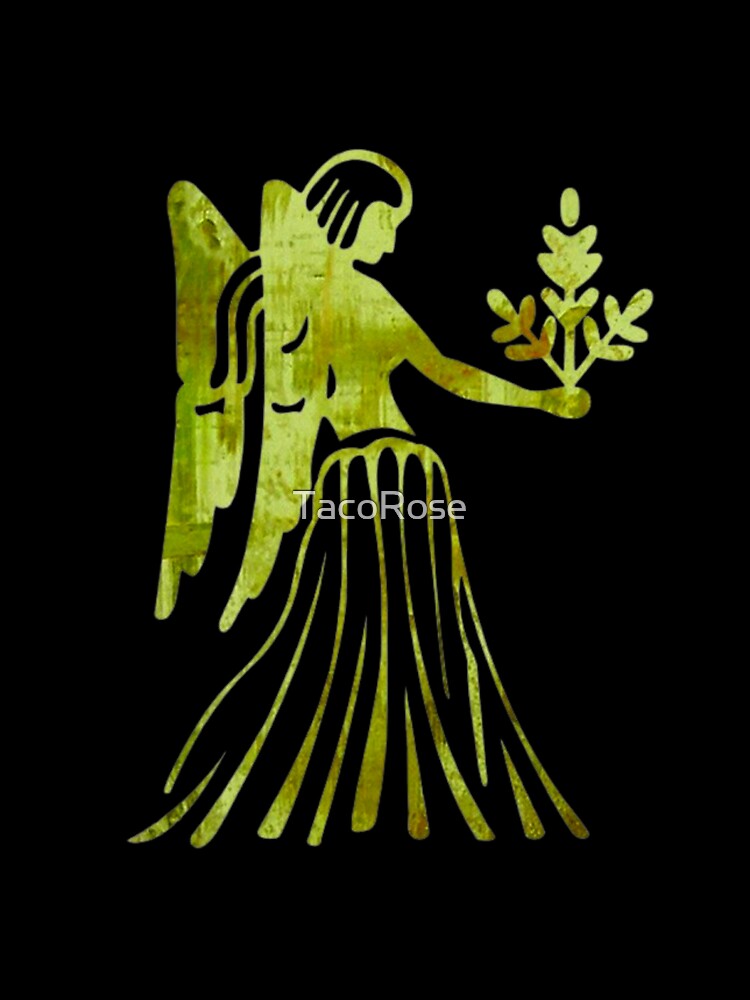 Virgo Zodiac Symbol Silhouette Design With August Birthstone Peridot Background by TacoRose