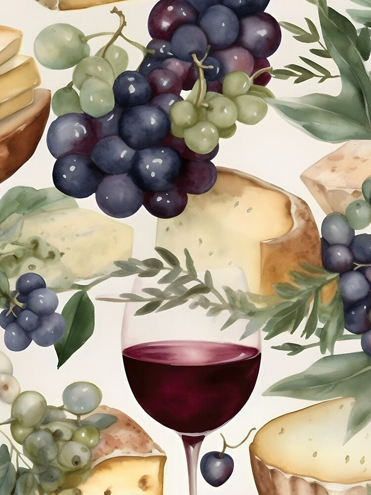 Wine and Cheese Water Color 8 by FantasyRealmOP