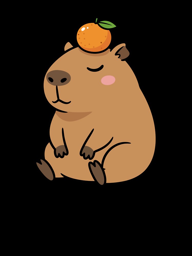 Zen Chill Capybara with Orange Yuzu Fruit by dmejpl