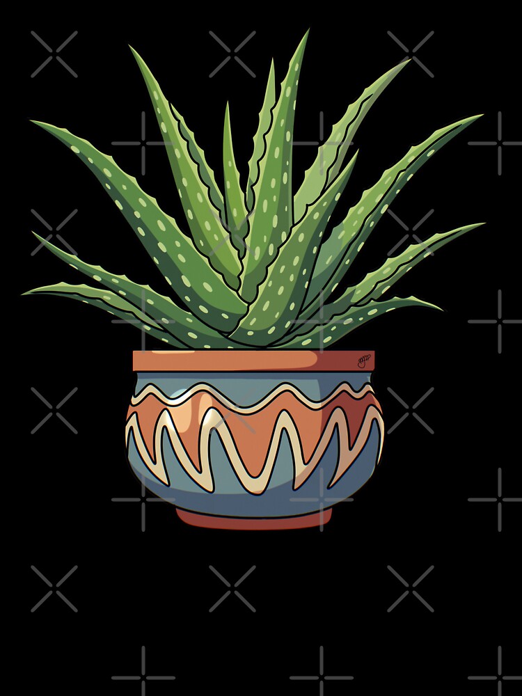 The Aloe Vera Succulent - Boho Geometric Pot Illustration by TheRogueStudio