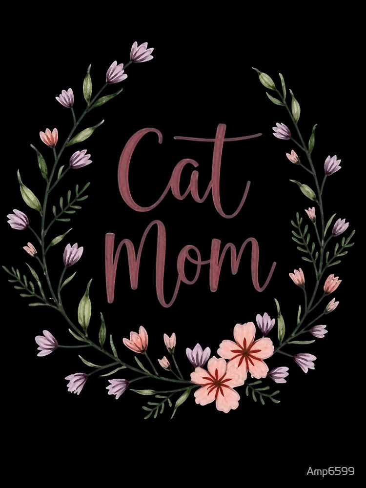 Cat Mom Wildflower Wreath Lavender Botanical Cat Lover Design by Amp6599