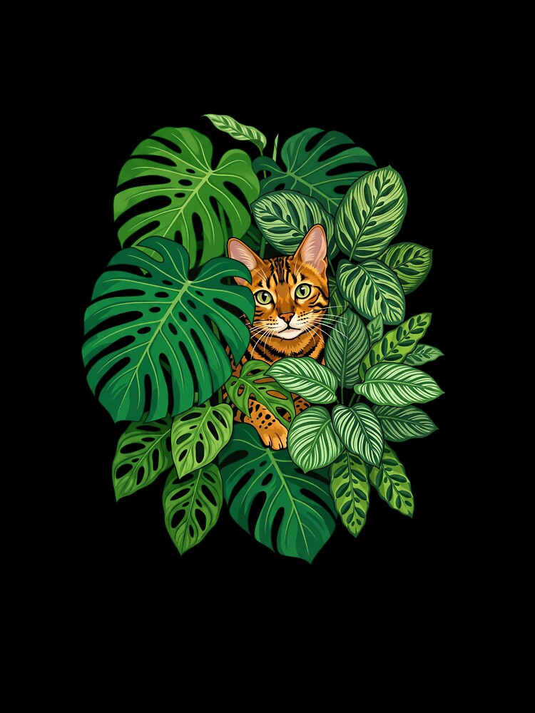 Bengal Cat Indoor Jungle Monstera Houseplants Plant by PictoVibe