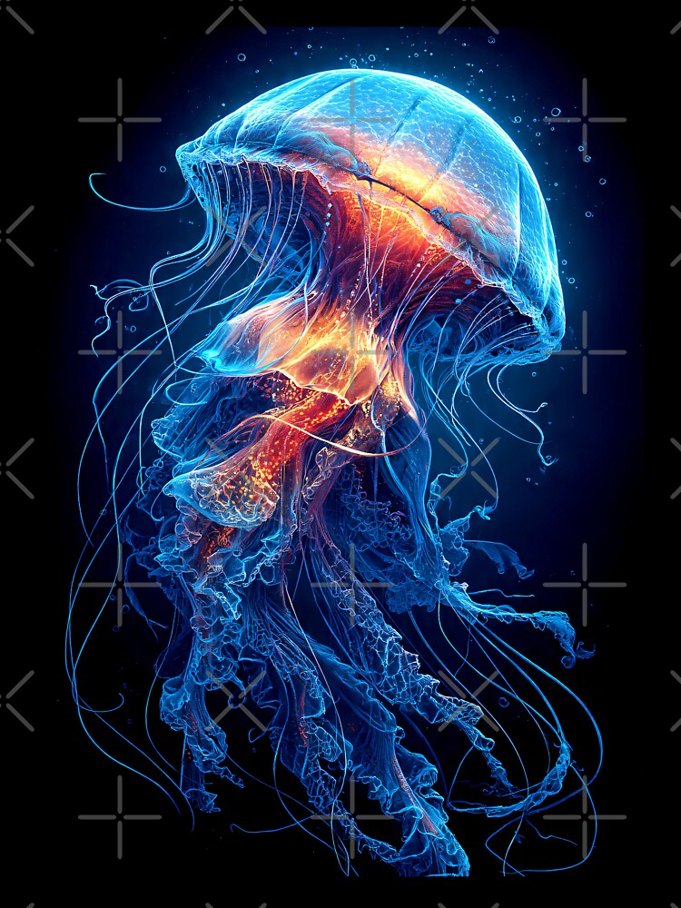 Bioluminescent Jellyfish – Glowing Ocean Creature Neon Art by JackrabbitPub