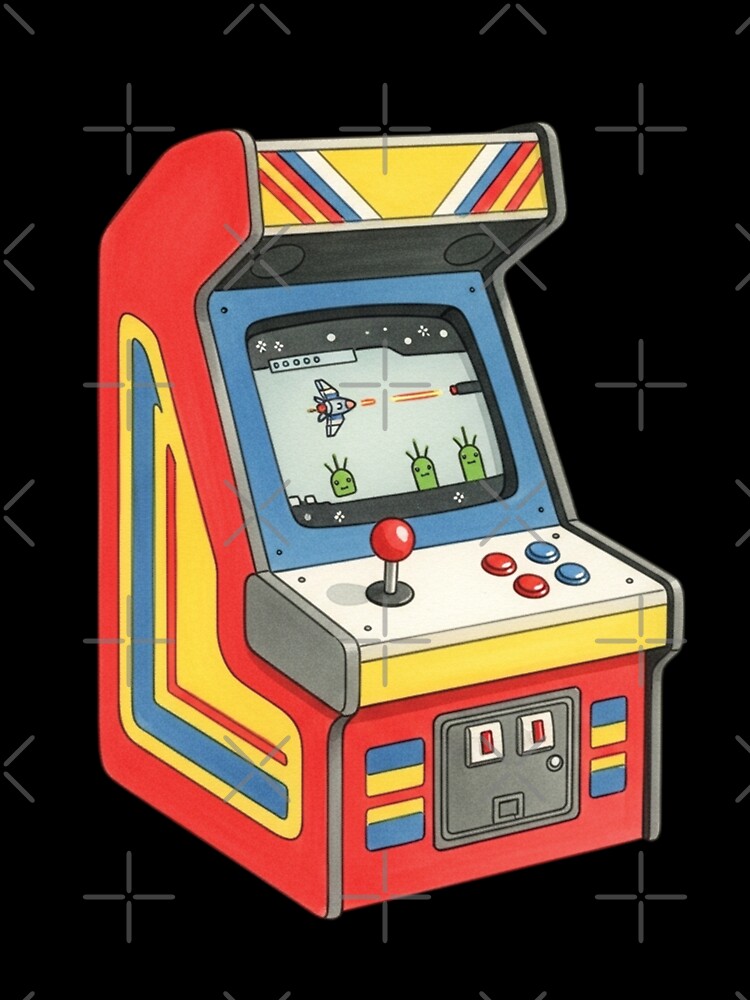 80s Retro Arcade Machine Classic Gaming Illustration by Pasteltone