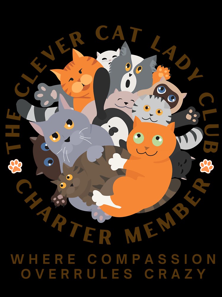 The Clever Cat Lady Club – Brown Print by DPingBirdie