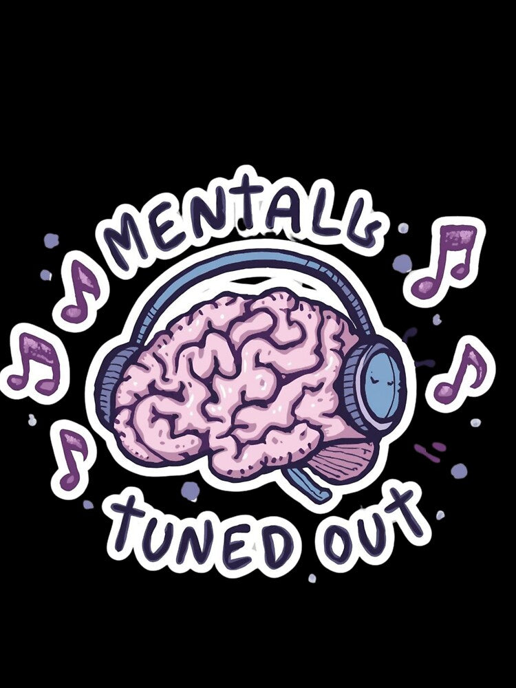 Sleepy Brain with Headphones by Low Battery Society