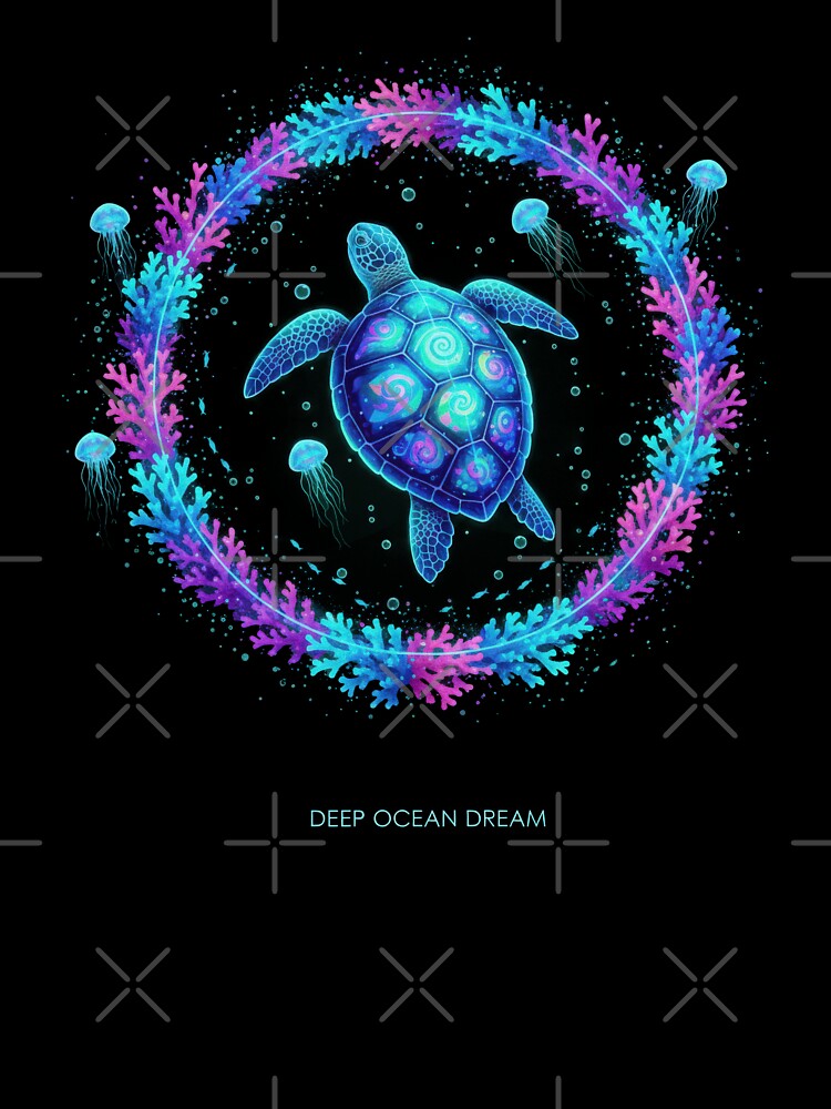 Deep Ocean Dream Sea Turtle in Mystical Coral Arch with Jellyfish by zoughlal