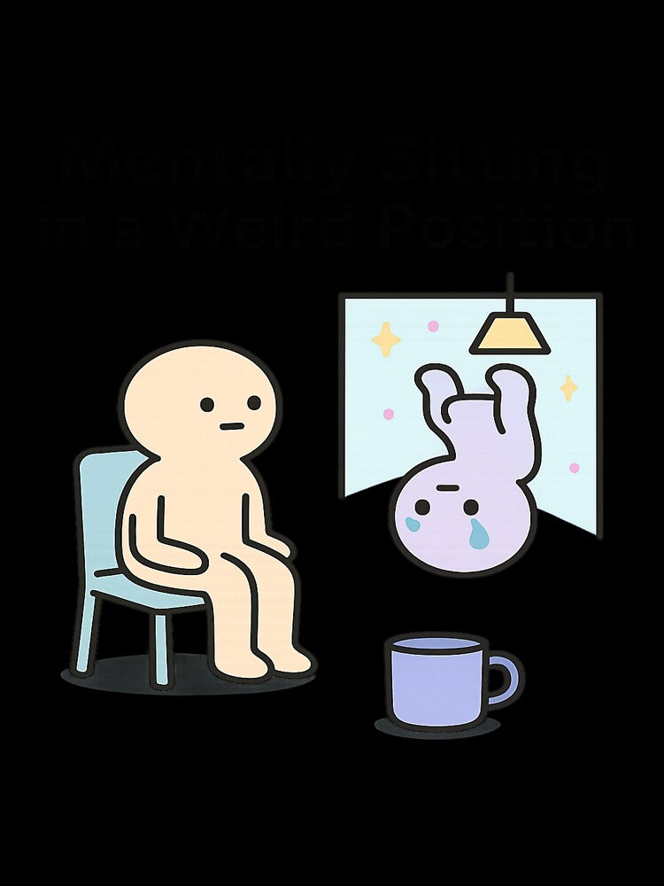 Mentally Sitting in a Weird Position – Surreal Cartoon Brain Moment by Art-Tacos