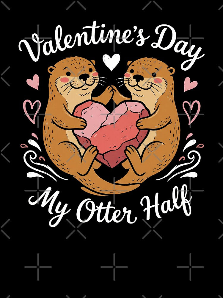 Cute Sea Otters My Otter Half Pun Heart Rock Illustration by zzz888