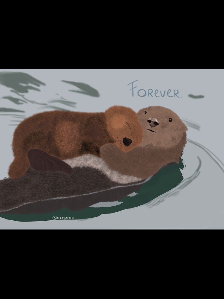 Otters holding hands (full drawing) by noonjournal