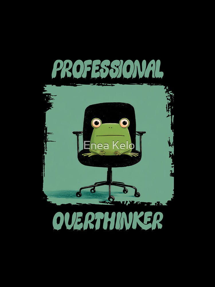 Professional Overthinker Frog on Office Chair by Enea Kelo