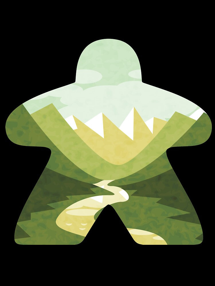 River through the Mountain Adventure Meeple Board Game Scene by BeamGeeks