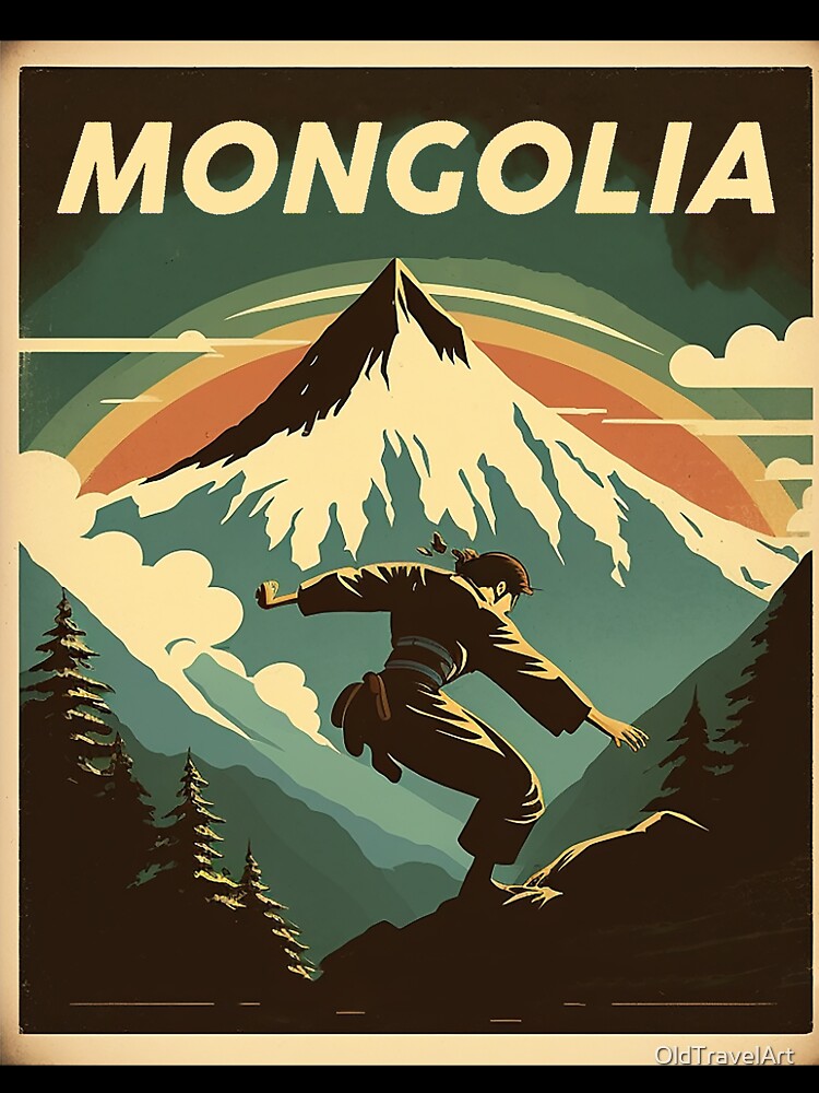 Mongolia Mountain Fighter Vintage Travel Art Poster by OldTravelArt