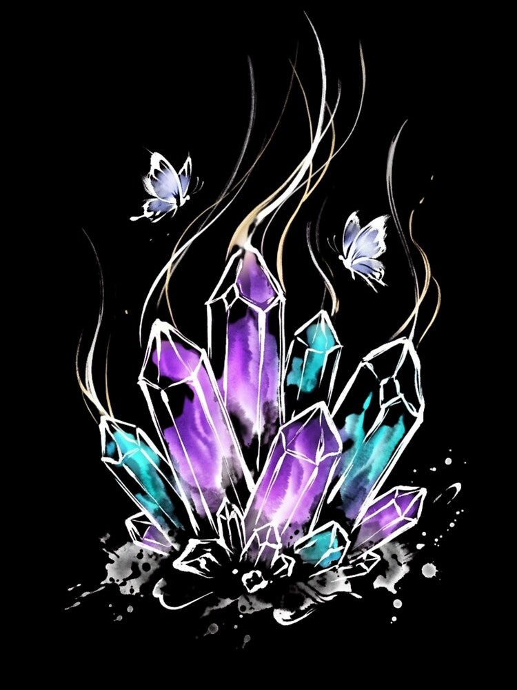 Crystal Cluster with Butterflies by Apollo Palette