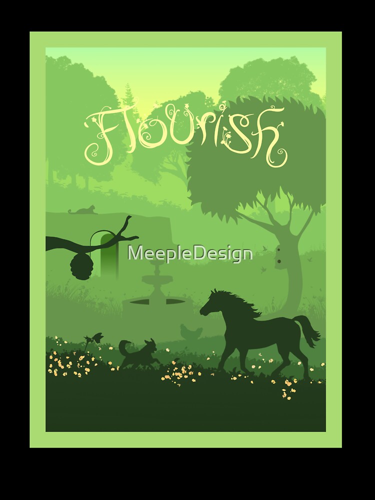 Flourish - Board Games - Minimalist Travel Poster Style - Board Game Art (Authorised) by MeepleDesign