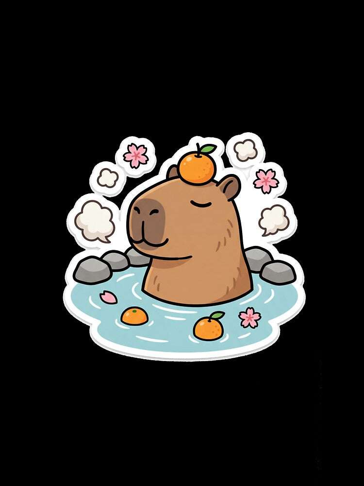 Capybara Hot Spring Bathing Cute Zen Animal by Bambear
