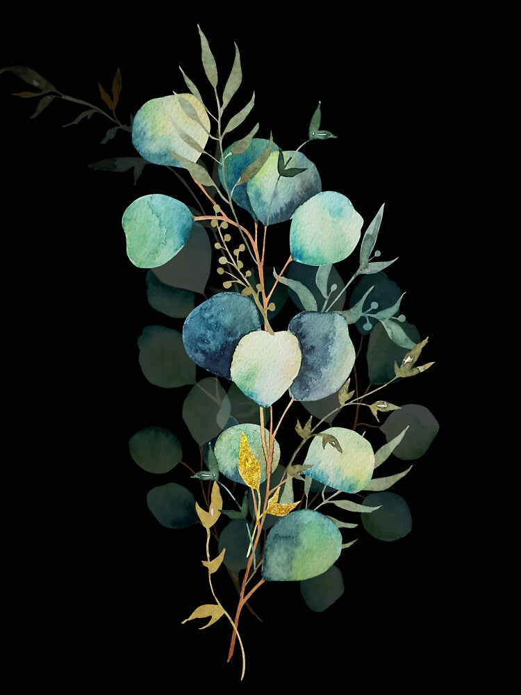 Print of eucalyptus branches watercolor leaves by Createssy
