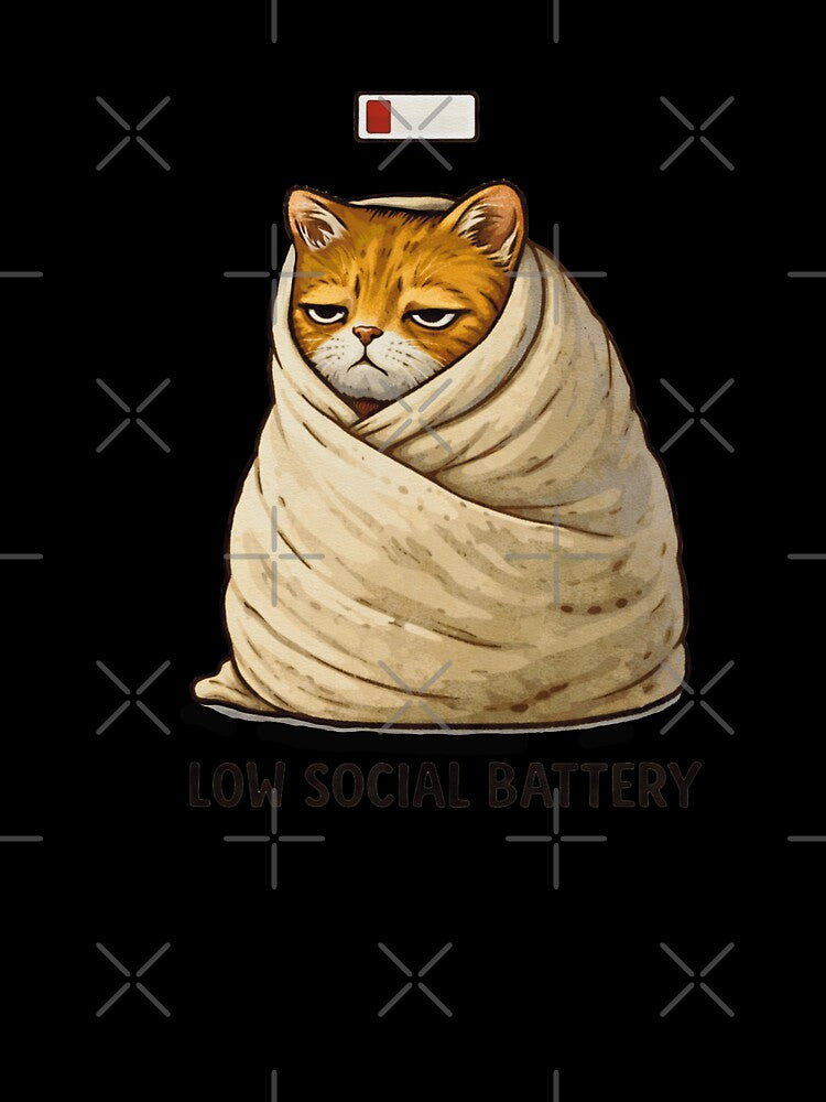 Low Social Battery Cat Funny Introvert Meme by DiceWay