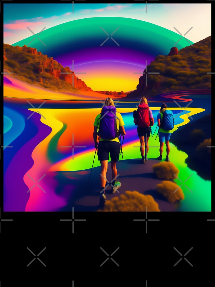 Backpackers on Psychedelic Landscape by Parag's Travel Shop