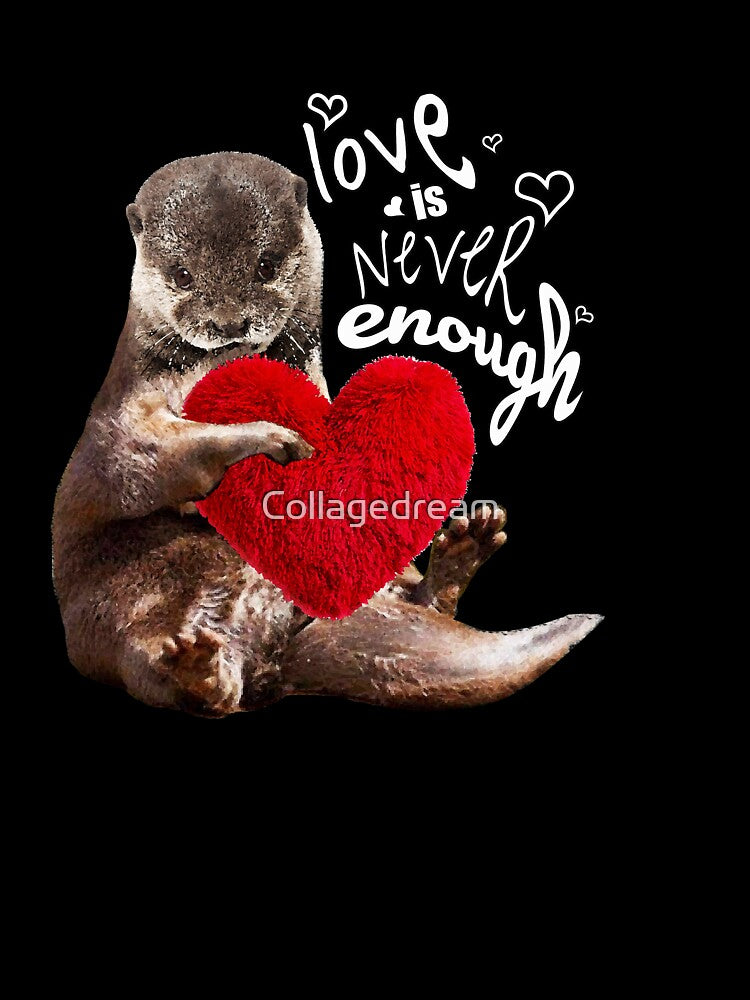 Otter and love, sweet red heart by Collagedream