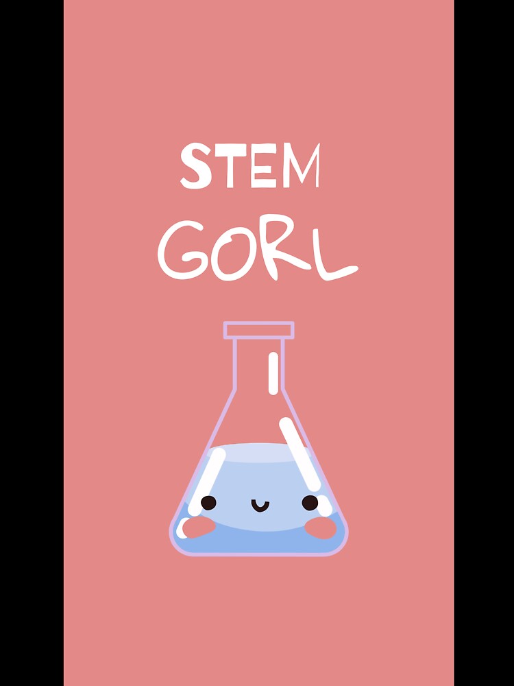 STEM gorl pink background kawaii flask (girls in STEM) by Ameus